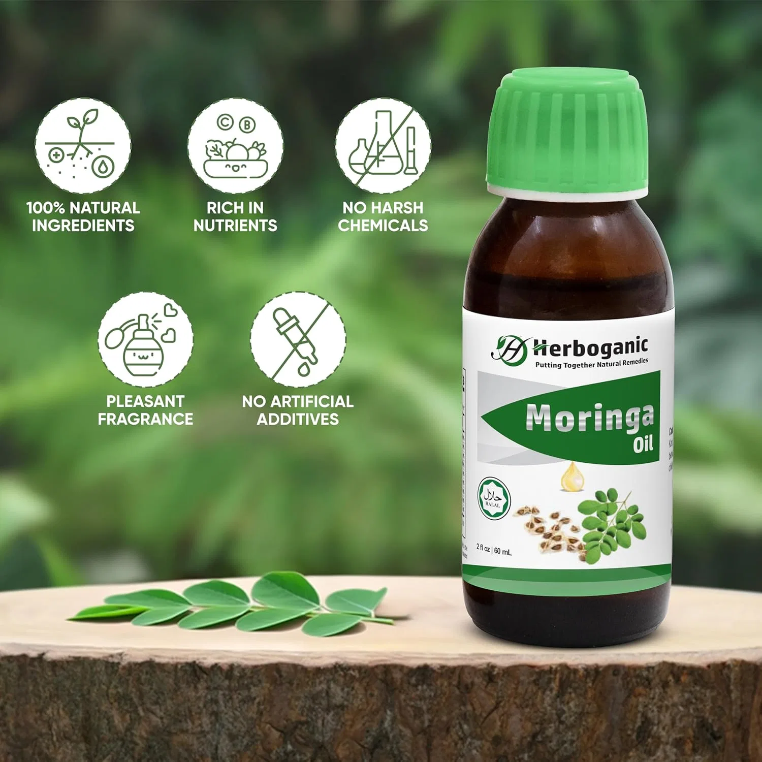 Масло для тела Моринга холодного отжима Herboganic 2 жидк. унции — фото 3
