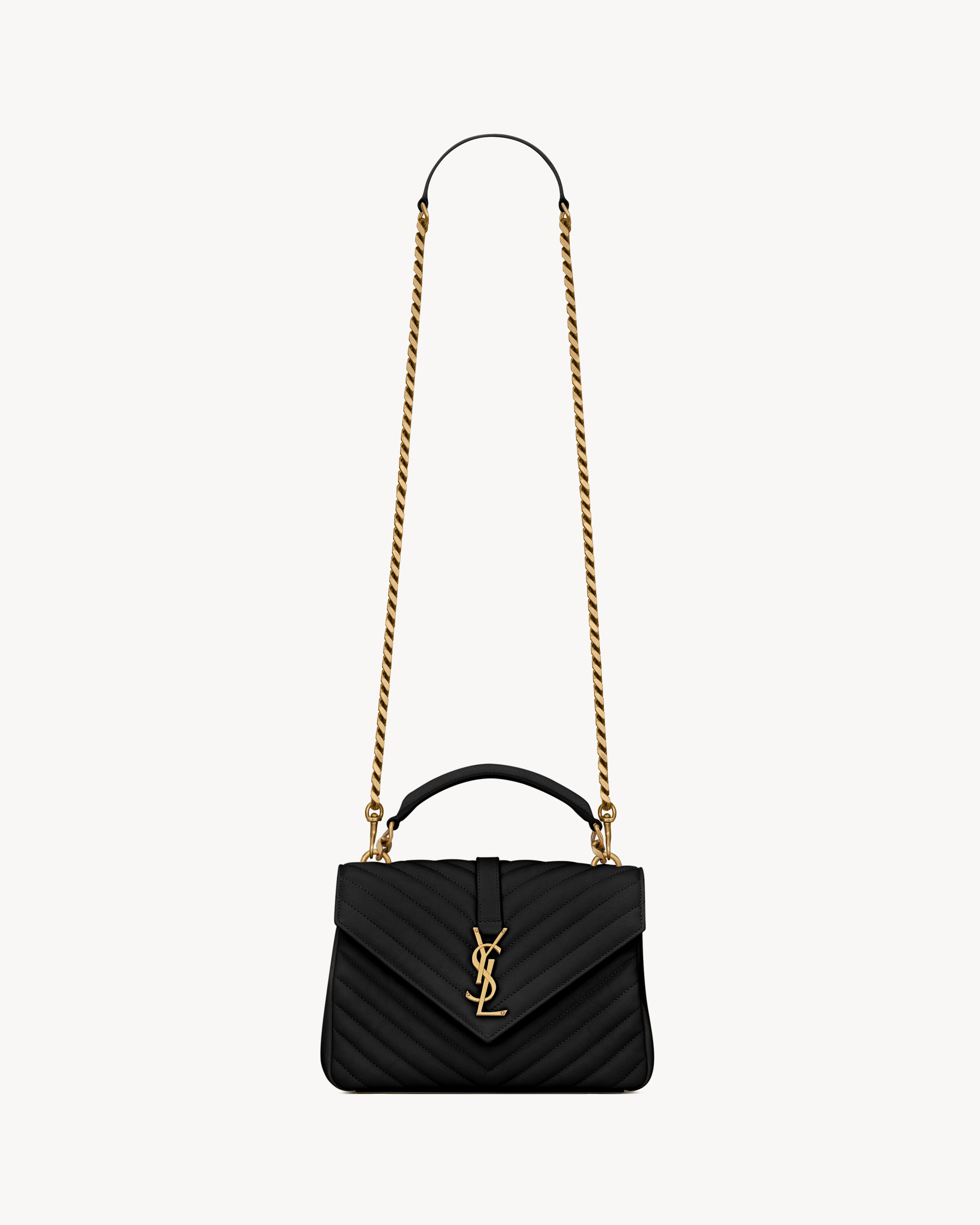 Сумка College Medium из стеганой кожи Saint Laurent, черный
