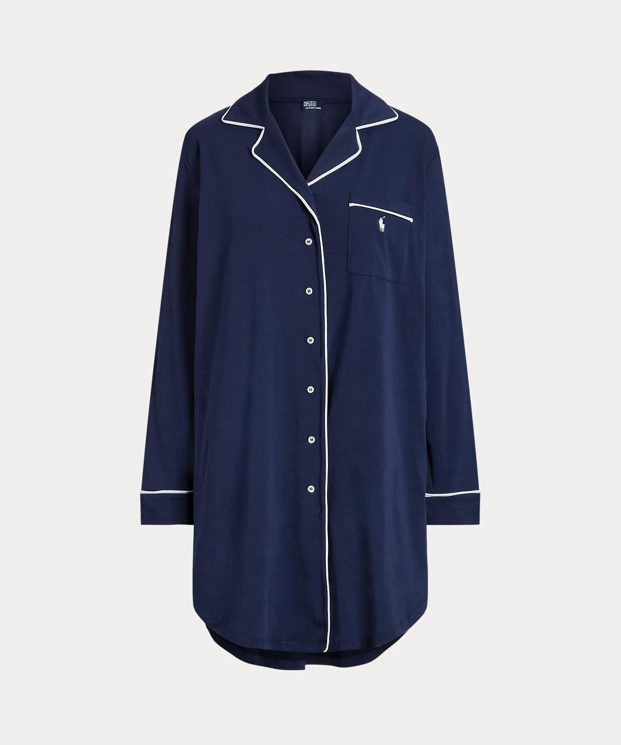 Сорочка пижамная Ralph Lauren, хлопковая смесь, тёмно-синяя — фото 2