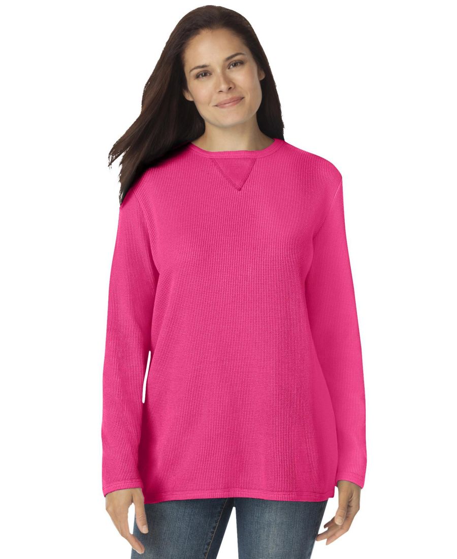 

Термотолстовка Plus Size Within из ультрамягкой вафельной ткани Woman Within, Raspberry sorbet