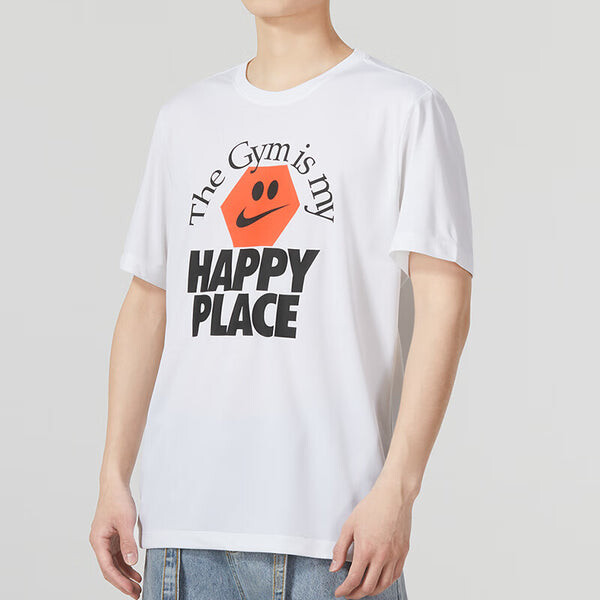Футболка Nike Happy Place Logo T-Shirt 'White', белый — фото 2