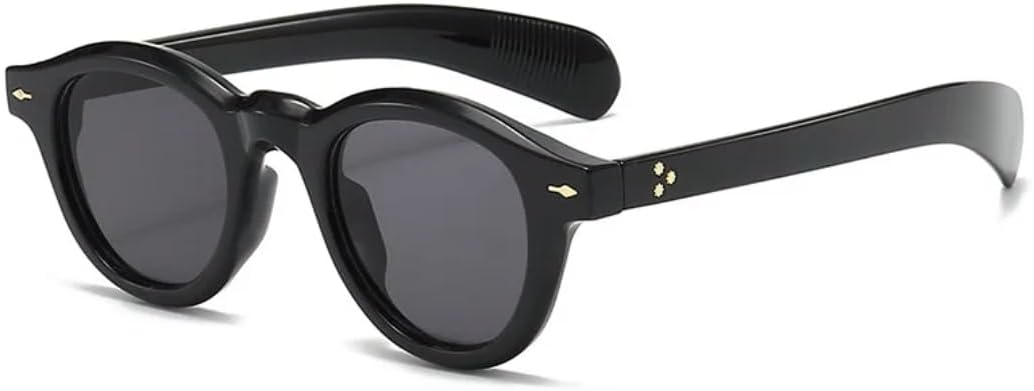 

Модные маленькие круглые солнцезащитные очки для женщин в стиле ретро с прозрачными линзами цвета океана, защита от УФ-излучения UV400, мужские очки с заклепками в стиле панк UATXTAU, Black