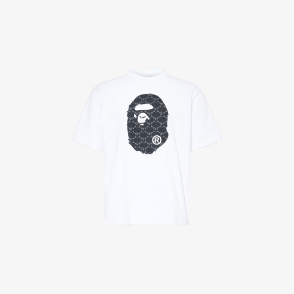 

Футболка из хлопка с принтом логотипа колледжа A Bathing Ape, белый