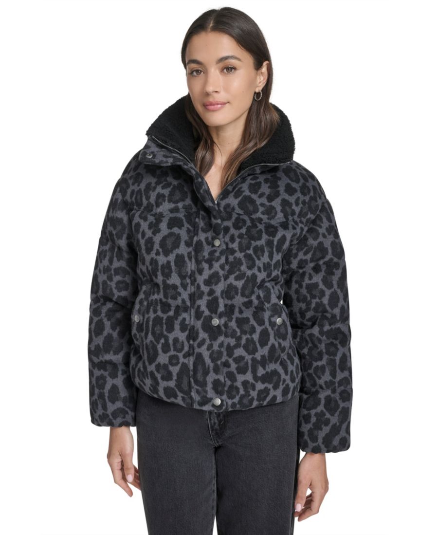 

Женская пуховая куртка в западном стиле из шерстяной смеси стандартного размера Levi's, Leopard