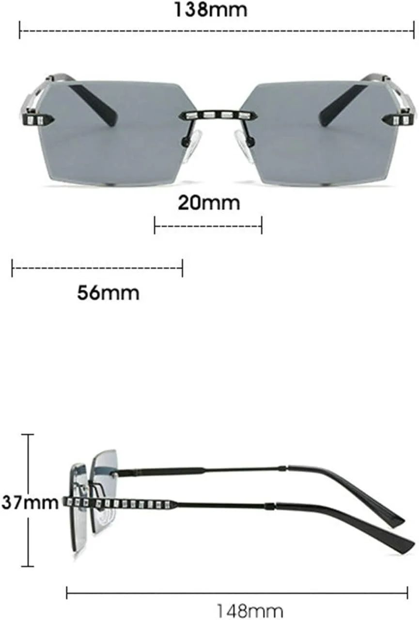

Солнцезащитные очки COTIA без оправы, прямоугольной формы, винтажные, с неровными многоугольными дужками в форме ромба, для мужчин и женщин, Black Transparent