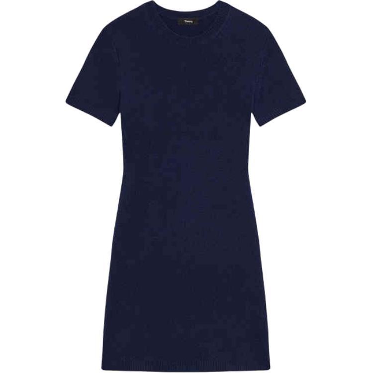 

THEORY Женское платье с коротким рукавом темный деним синий