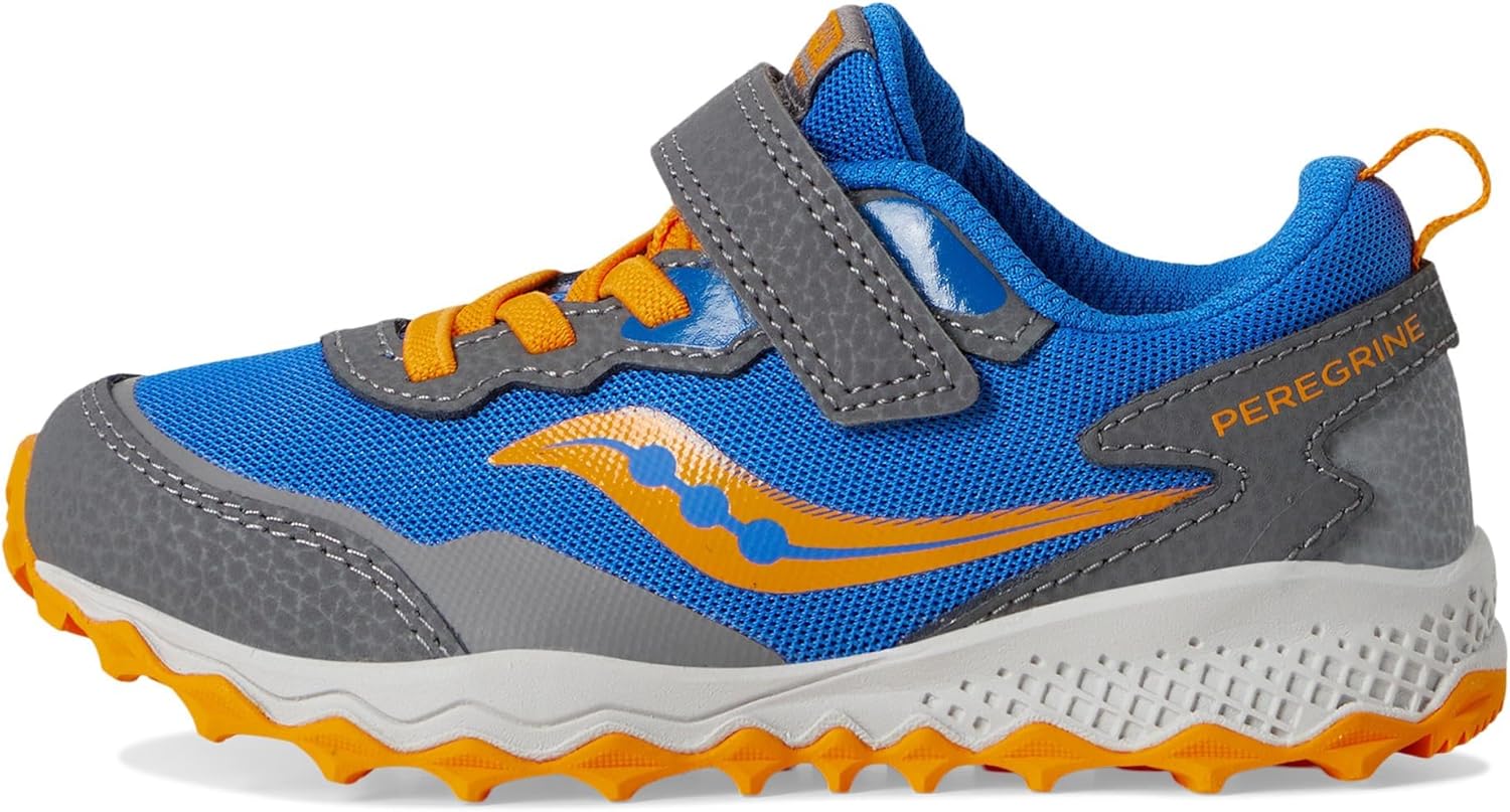Детские кроссовки Saucony Peregrine Kidz с альтернативной застежкой (унисекс), синий/оранжевый — фото 4