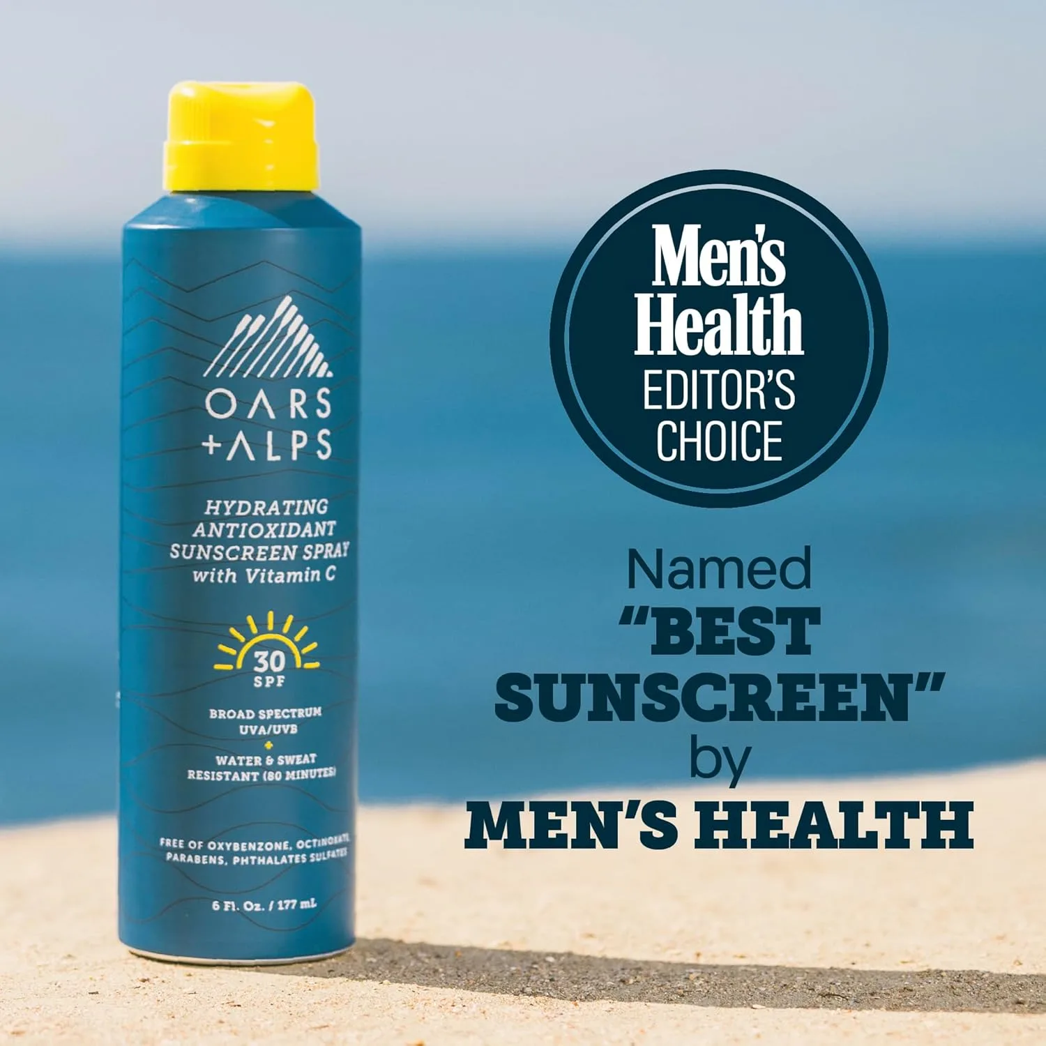 Oars + Alps SPF 30 солнцезащитный спрей для лица и тела, быстро впитывается, легкий, нежирный, водостойкий, без октиноксата и оксибензона, 2 шт по 6 унций 177 мл (2 шт.), SPF 30 — фото 3