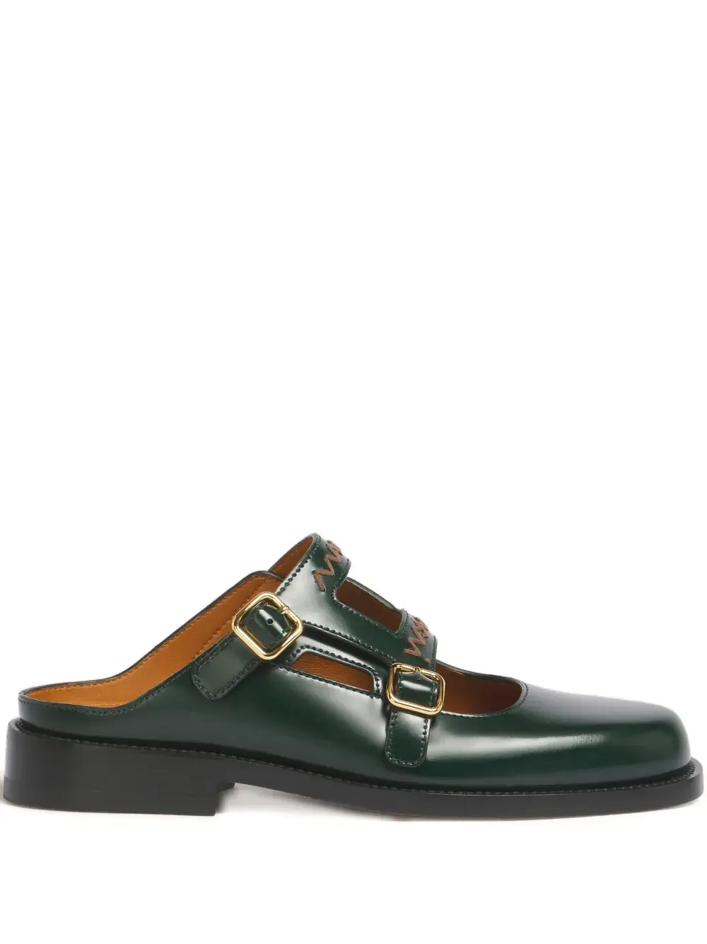 Мюли с вышитым логотипом Marni, зеленый