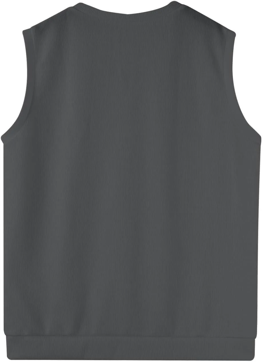 Мужской вязаный жилет с V-образным вырезом, без рукавов, легкий весенний пуловер Generic, серебро — фото 3