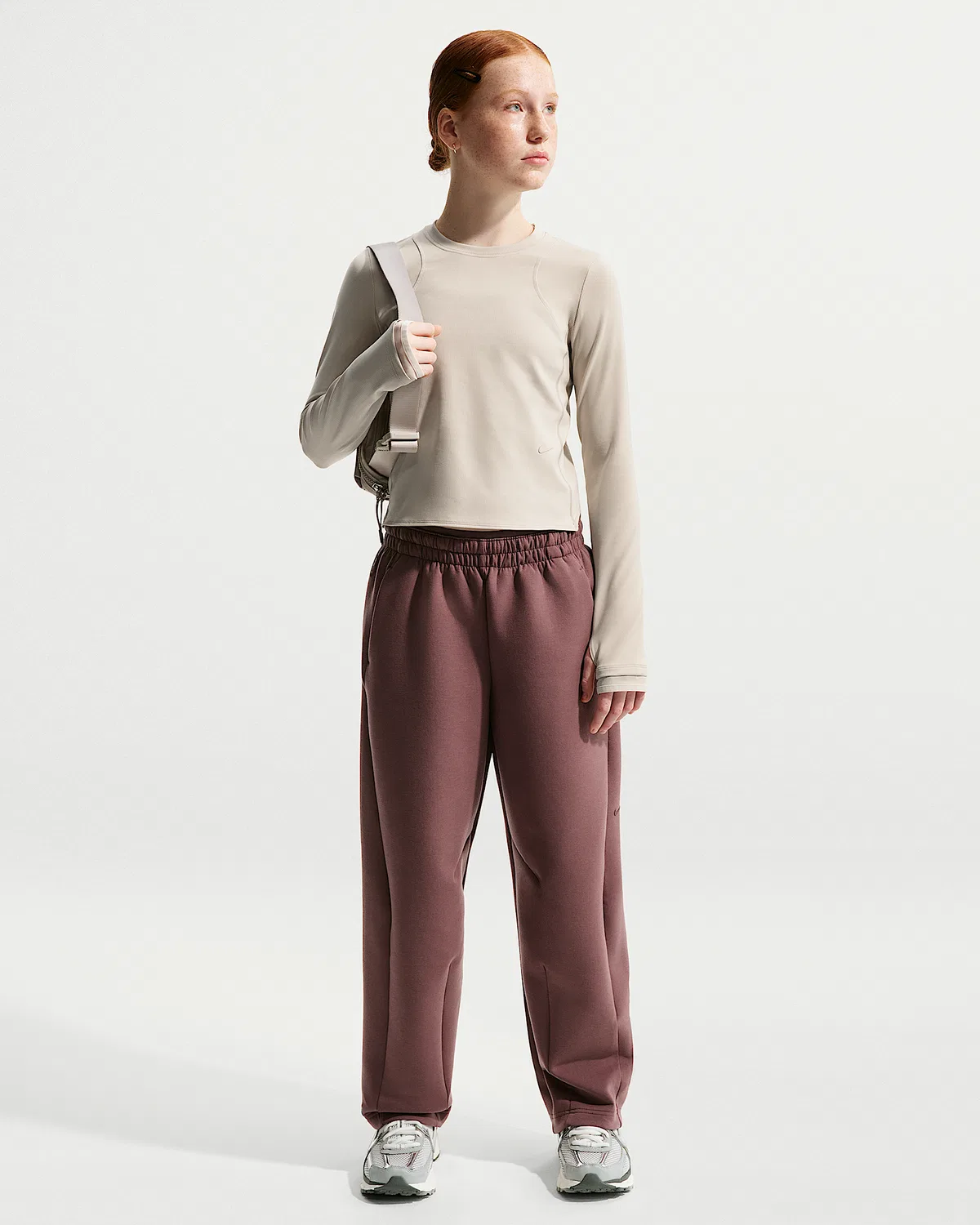 Детская футболка Nike MAVN Dri-FIT Ribbed с длинным рукавом, Cream II/Cream II/Cream II — фото 4