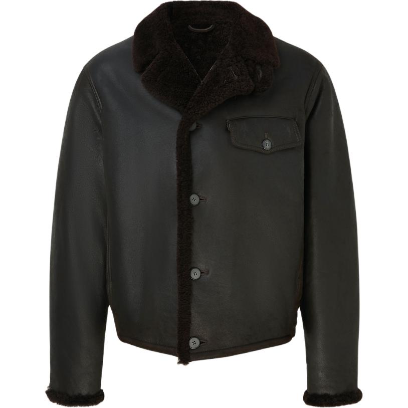 

GIORGIO ARMANI Кожаная куртка AMANI FW24 мужская тёмно-коричневая, Dark Brown