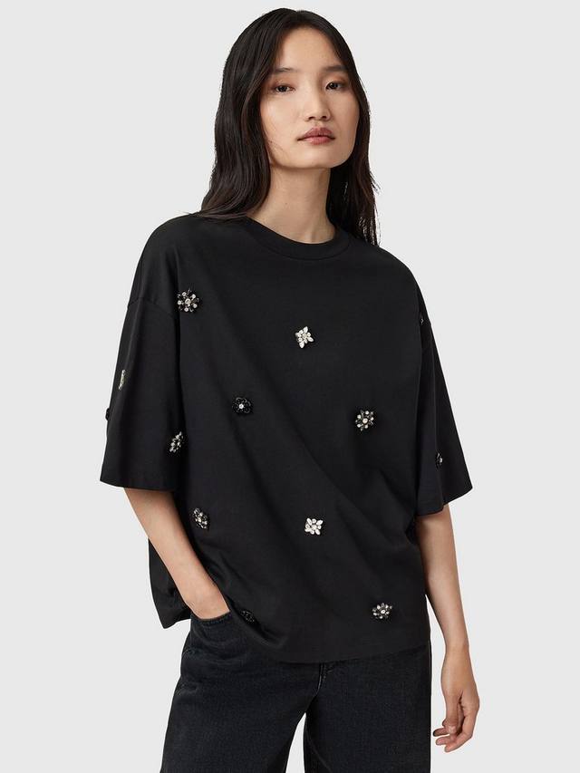 

Футболка Amelie оверсайз с декоративными элементами AllSaints, Black