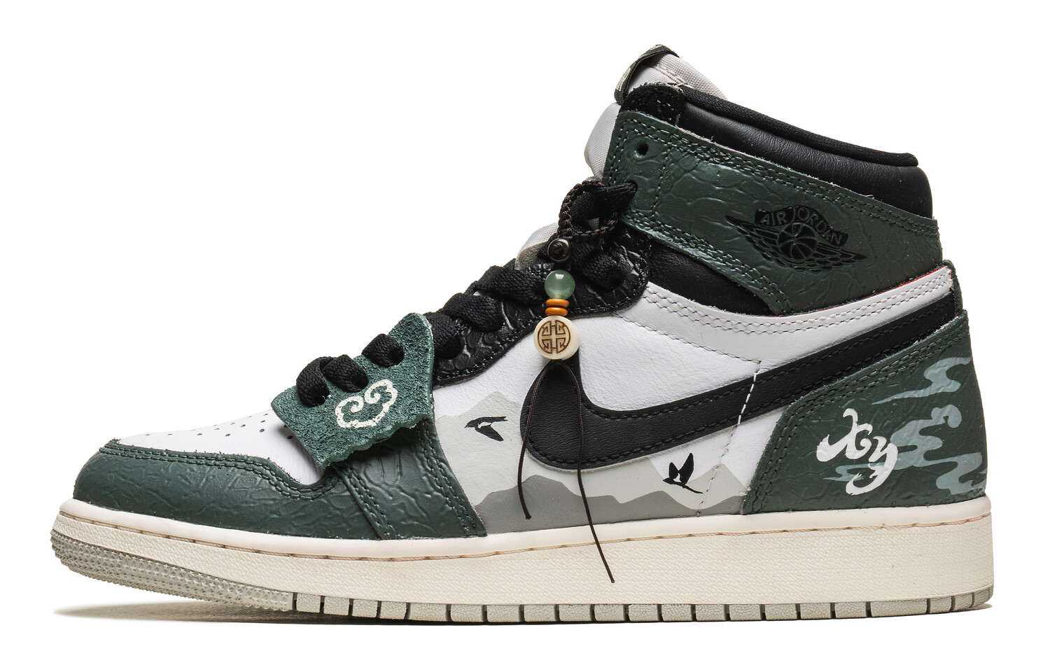 

Кроссовки Air Jordan 1 Vintage Basketball Shoes Men High-top Black, зеленый
