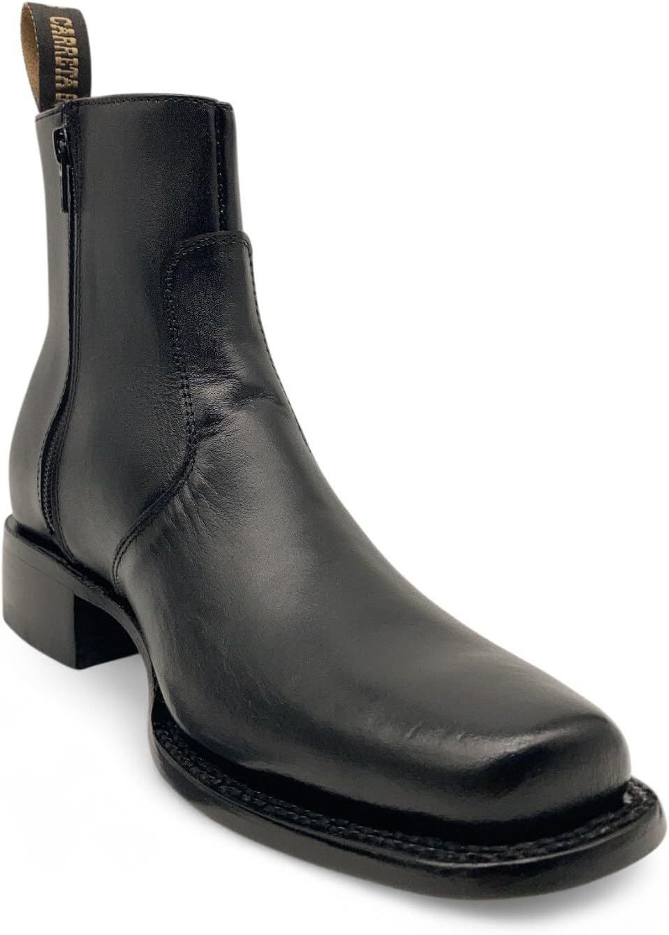 

Мужские кожаные вестерн-бутсы до щиколотки с боковой молнией и квадратным носком The Western Shops, черный