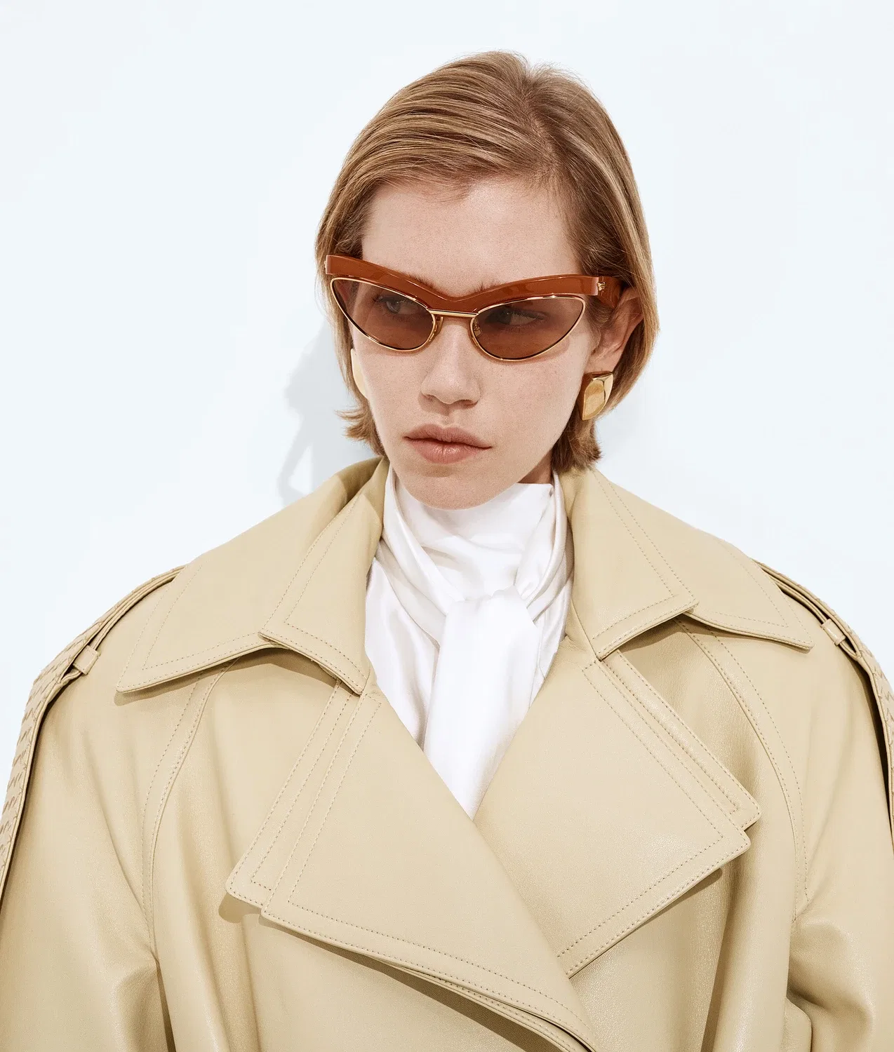 Солнцезащитные очки Duo Angle Cat Eye BOTTEGA VENETA, оранжевый — фото 2