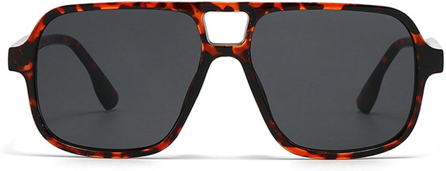 

Ретро-солнцезащитные очки с двойной перемычкой, квадратной формы, женские, модные, с леопардовым принтом, трендовые мужские, с заклепками, конфетного цвета, солнцезащитные очки UV400 mincl, Leopard Gray