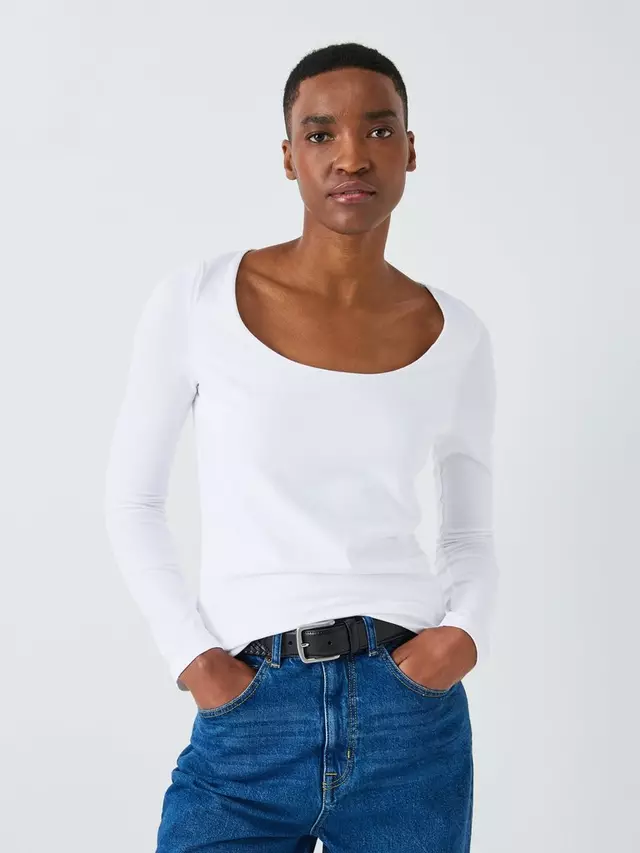 

Топ John Lewis Scoop Neck Cotton, белый