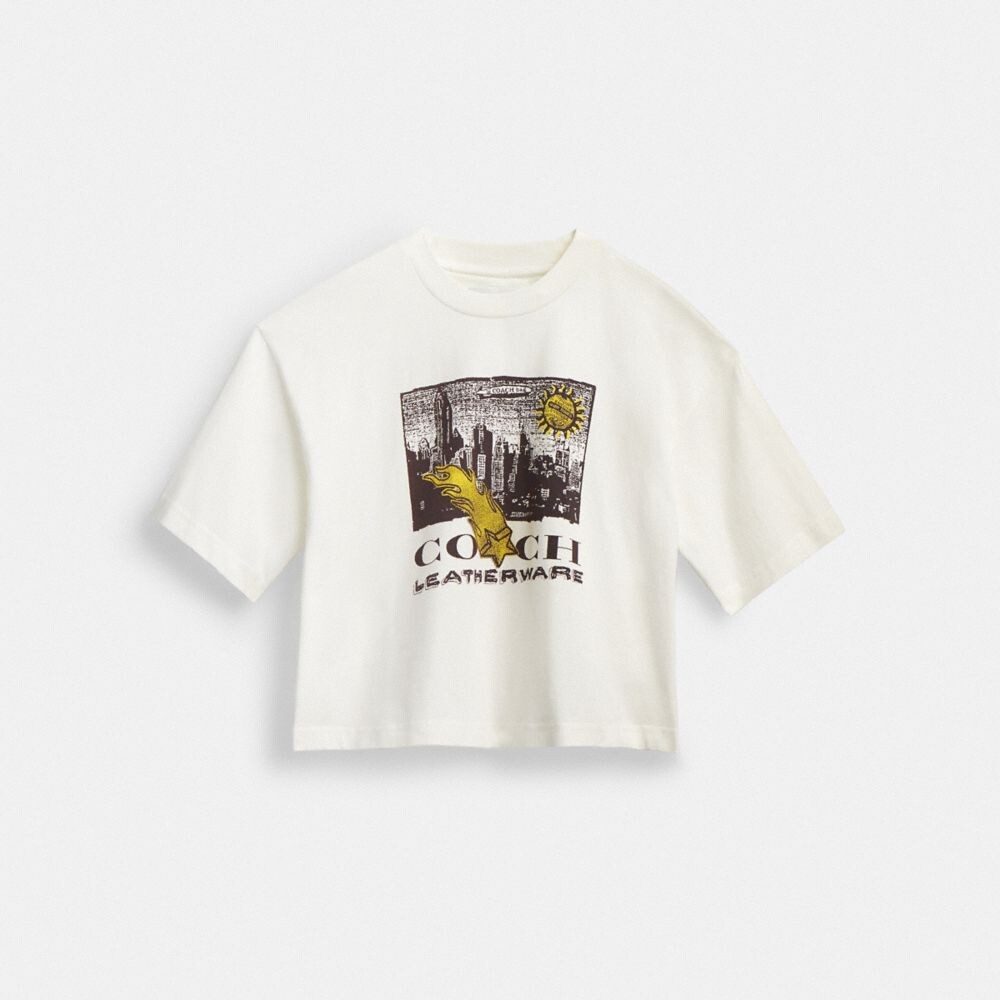 

Футболка Coach Collage Graphic Cropped T Shirt, белый