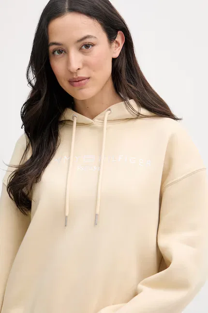 Худи женское с капюшоном Tommy Hilfiger, бежевый — фото 4