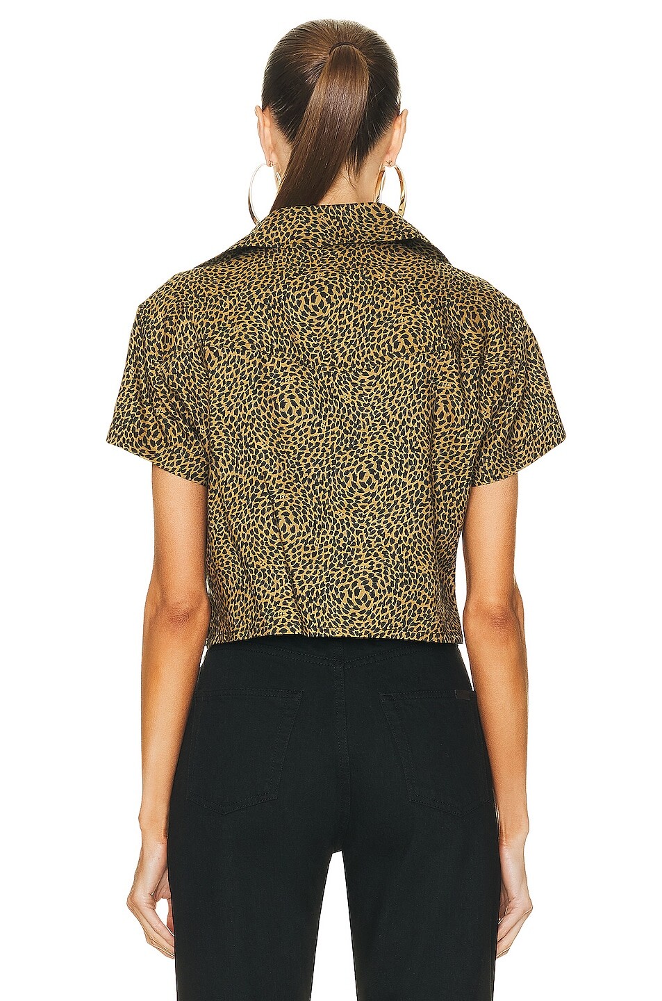 

Укороченная рубашка с коротким рукавом Saint Laurent, цвет Black & Camel