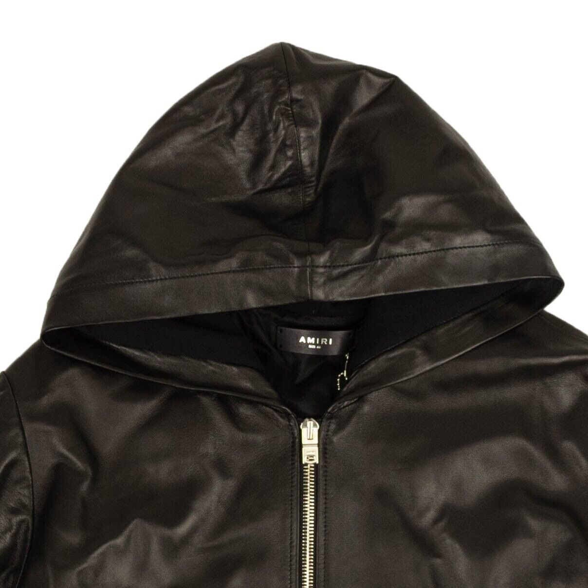 

Черный кожаный худи Amiri, черный