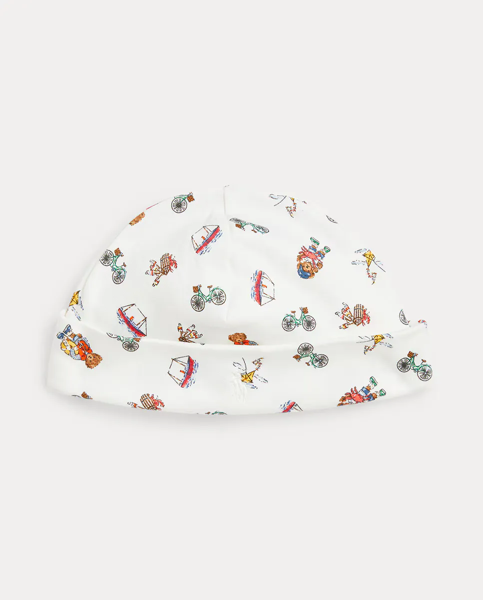 

Унисекс хлопковая шапка с изображением медведя Поло Polo Ralph Lauren, белый