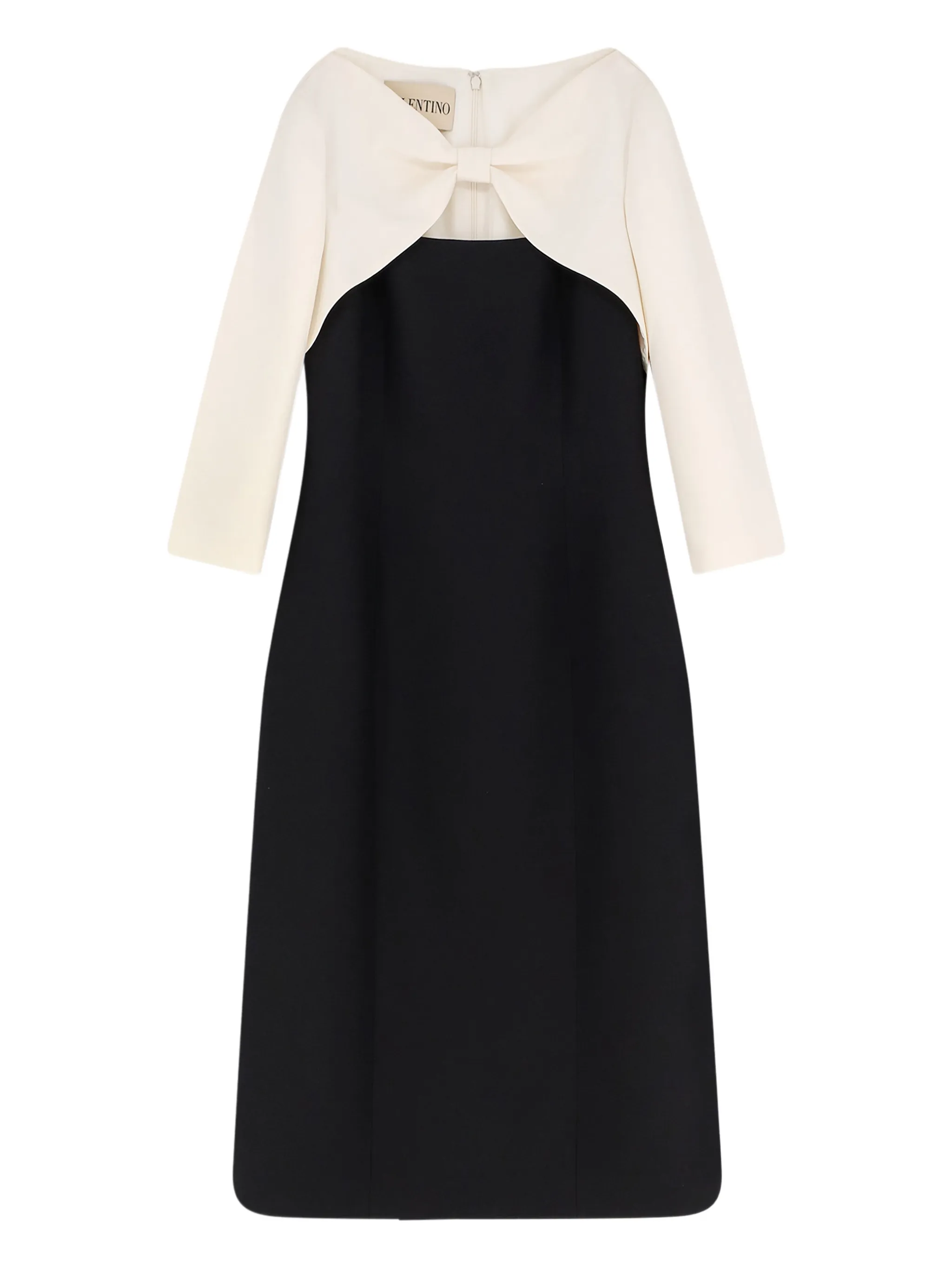 

Контрастное платье миди с узлом Valentino Garavani, черный