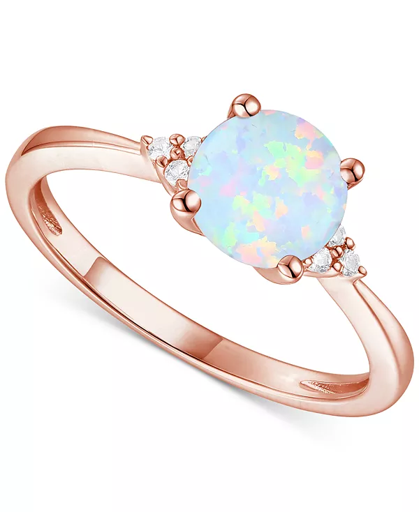 

Кольцо с аметистом (1-1/6 карата tw) и выращенным в лаборатории белым сапфиром (1/20 карата tw) из стерлингового серебра с покрытием из 14-каратного золота (также с другими драгоценными камнями) Macy'S, opal