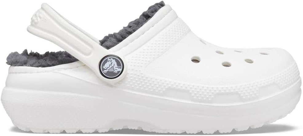 Детские классические сабо Crocs унисекс с подкладкой, белый/серый — фото 2