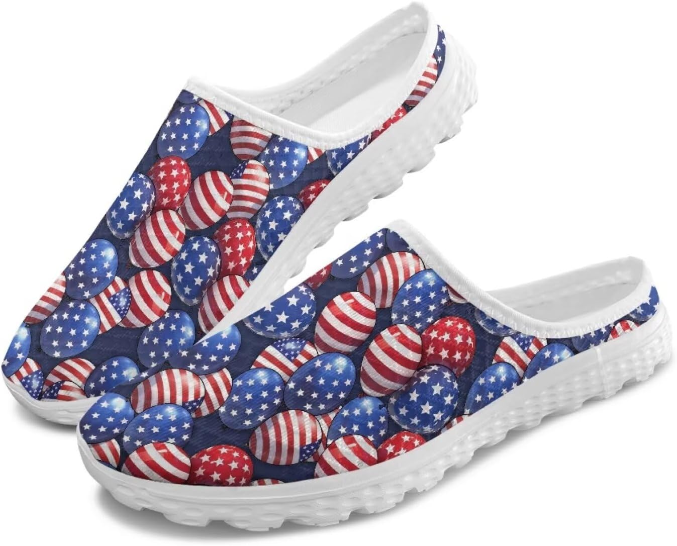 

Полуботинки-тапочки, повседневные спортивные туфли без шнурков, прогулочные мюли с противоскользящей подошвой для дома и улицы, женские Tomeusey, Usa Flag Egg Print
