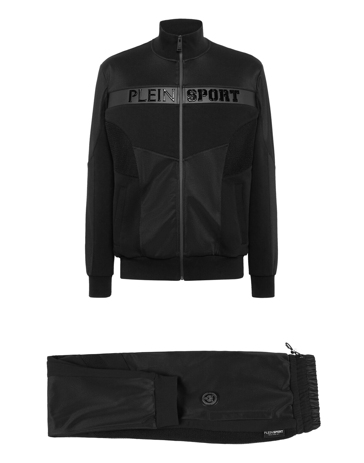 

Спортивный костюм: куртка на молнии + спортивные штаны. Plein Sport, цвет Black / Black