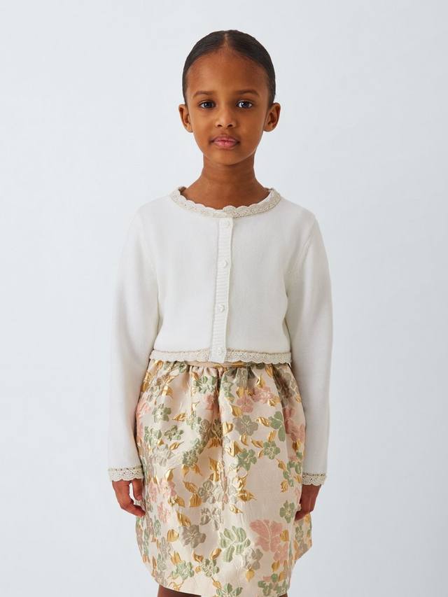 

Детский кардиган с золотистой отделкой в виде ракушки John Lewis Heirloom Collection, Ivory