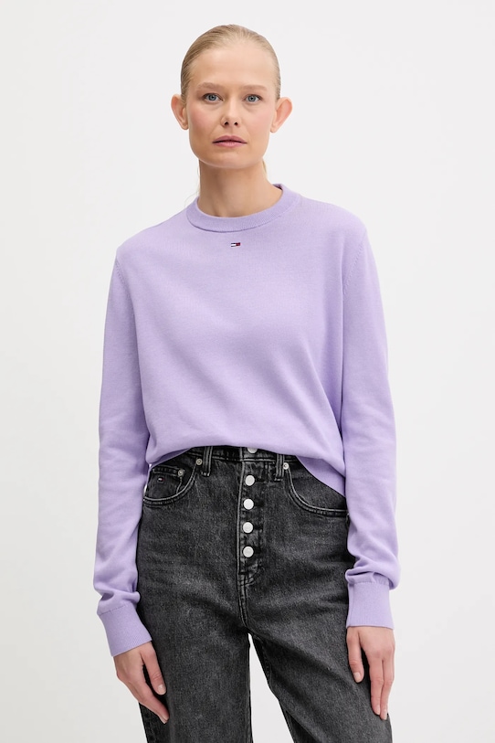 

Хлопковый свитер Tommy Jeans, фиолетовый