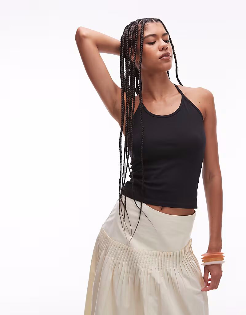 

Топ Topshop на тонких бретельках черного цвета