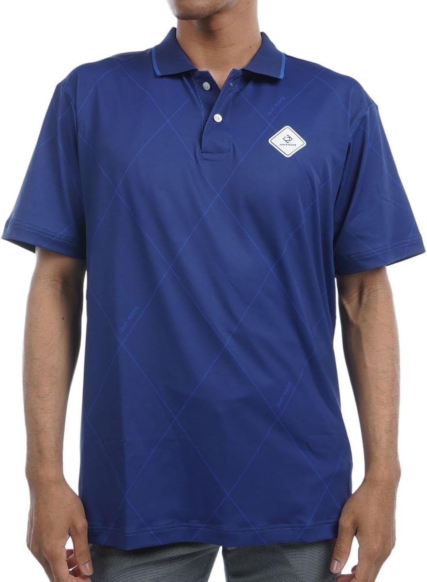 

Мужская рубашка-поло Jun Andrope, защита от УФ-излучения, быстросохнущая, с крупным ромбовидным узором, с коротким рукавом Jun & Rope, темно-синий