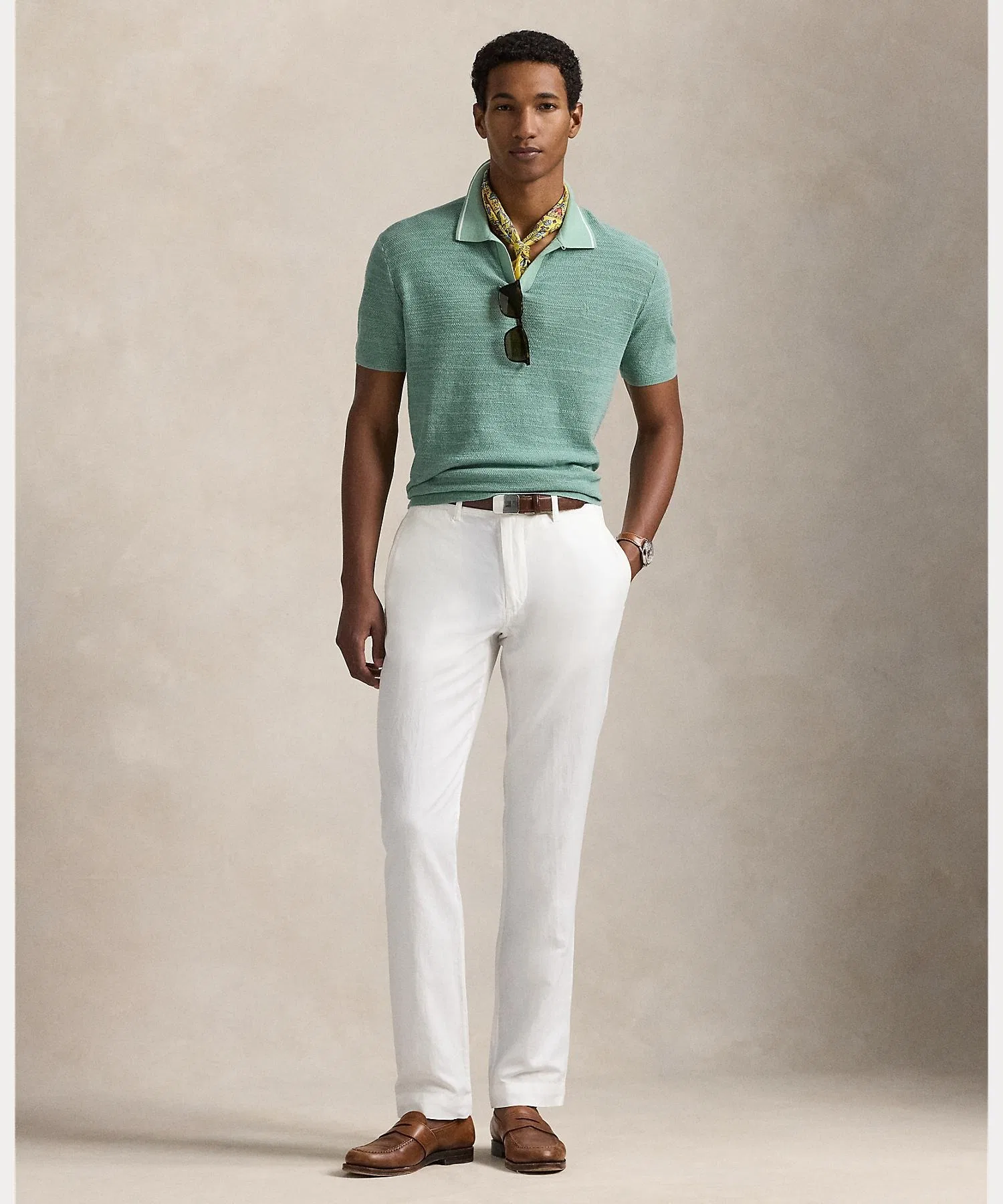 Мужские льняные брюки POLO RALPH LAUREN прямые белые