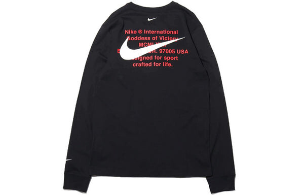 Футболка sportswear swoosh ls tee round neck long sleeves us edition black Nike, черный — фото 2