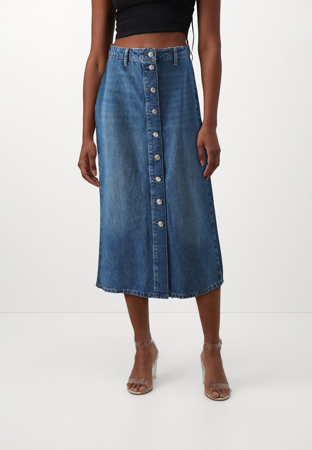 

Юбка-колокольчик Onlcece Midi Button Skirt ONLY, цвет medium blue denim