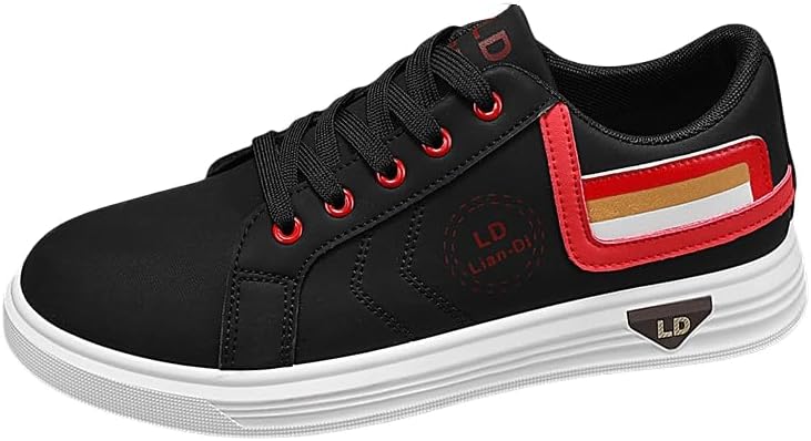 

Мужские повседневные кроссовки на шнуровке больших размеров - низкий дизайн, изготовлены из дышащей ткани, подходят для повседневной носки Hoalox, черный/красный