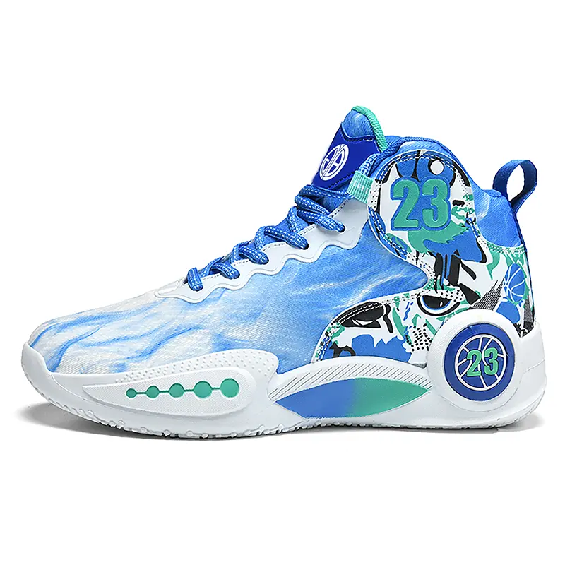 

Баскетбольные кроссовки для детей и подростков с высоким берцем, амортизирующие, устойчивые к истиранию, увеличивающие высоту Yi Jiabao, синий