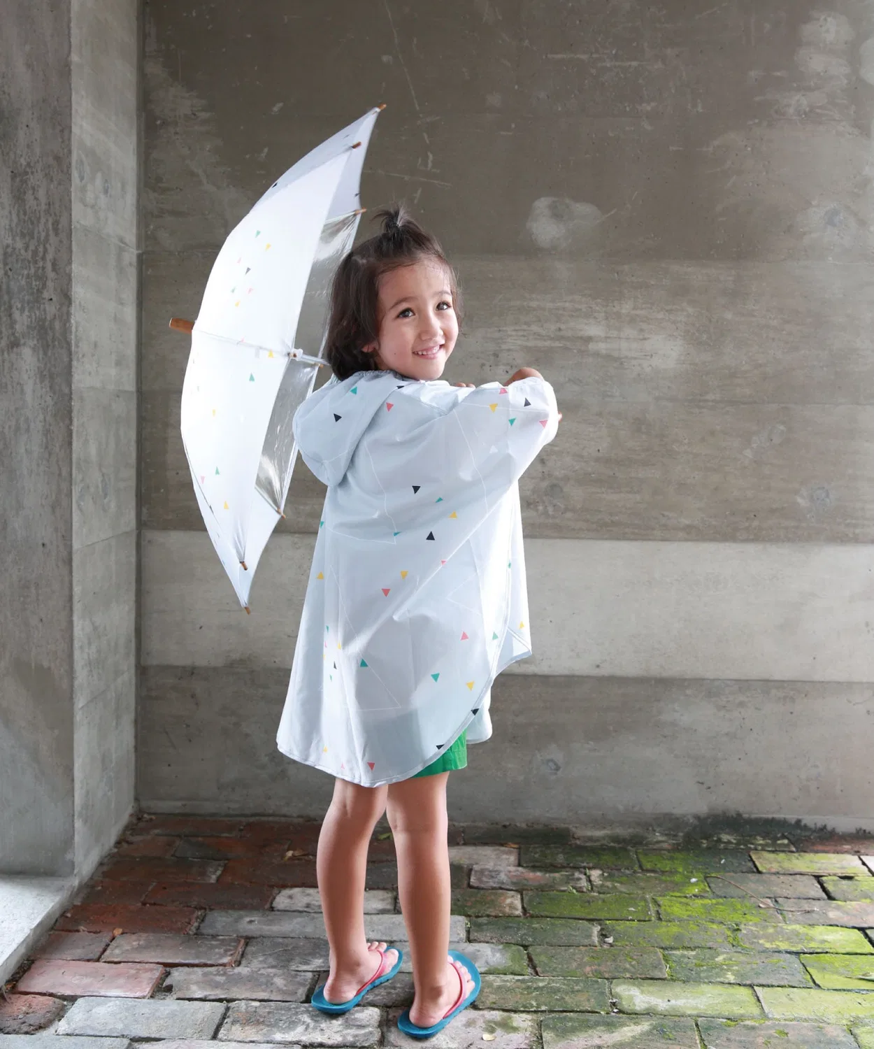 Детский дождевик-пончо для детей S, полиэстер, серый
