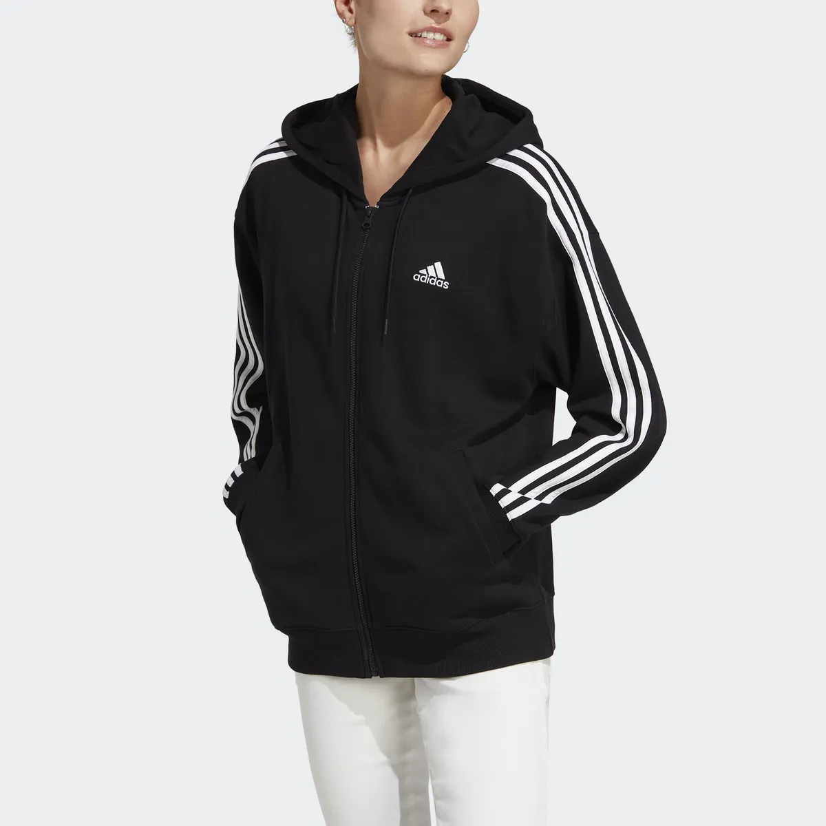 

Adidas Sportswear толстовка с капюшоном "ESSENTIALS 3STRIPES FRENCH TERRY OVERSIZED HOODED JACKET", белый