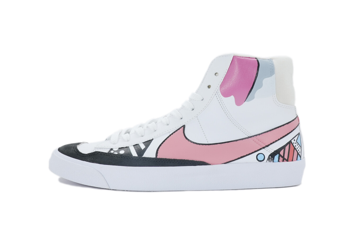 

Кроссовки Nike Blazer Skateboarding Shoes Women's Mid-top Black/pink/white, белый