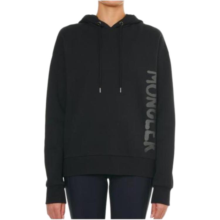 

Moncler Женская худи Black с металлическим спрей-эффектом и логотипом, Черный, Moncler Женская худи Black с металлическим спрей-эффектом и логотипом