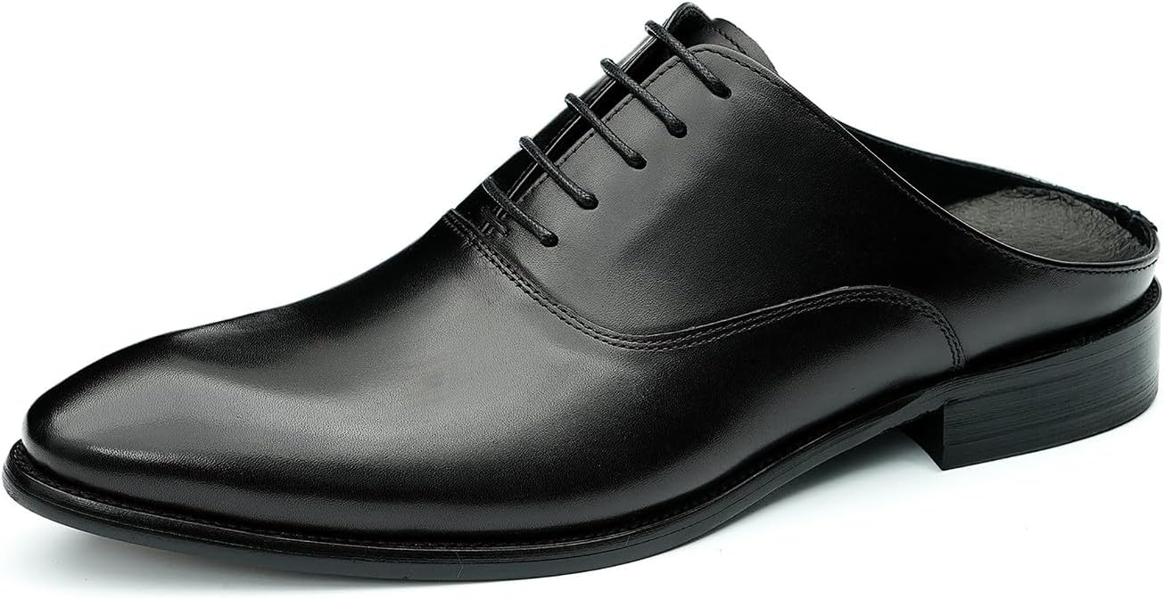 

Мужские кожаные мюли Santimon Mens - формальные сандалии для торжеств, лоферы на каждый день с открытой задней частью, клогги, оксфорды, тапочки, повседневная деловая мода, летняя обувь для мужчин, черный