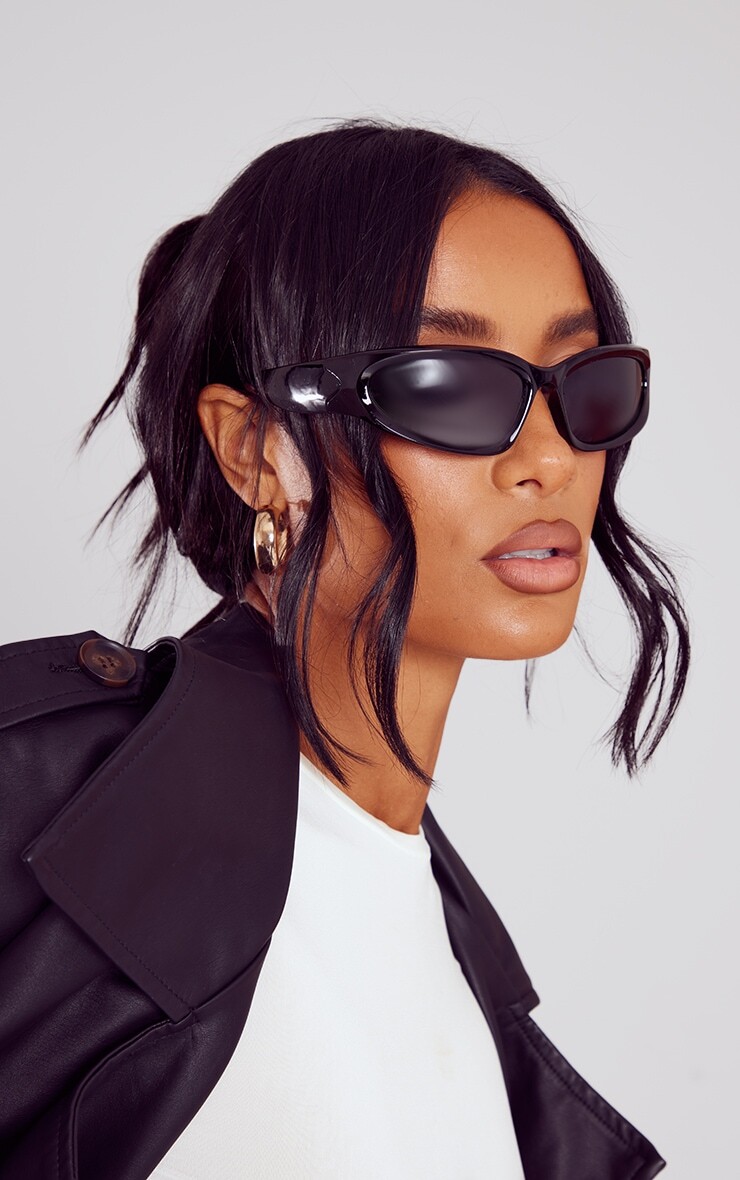 

PrettyLittleThing Черные солнцезащитные очки с козырьком в толстой оправе