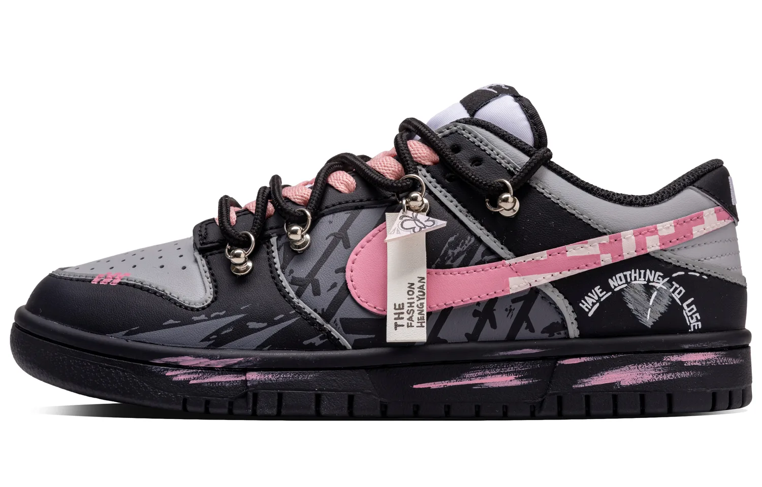 Nike Dunk Cool Shadow Pink Floral Slip Resistant Abrasion Resistant Low top Skateboard Shoes мужские Black Pink