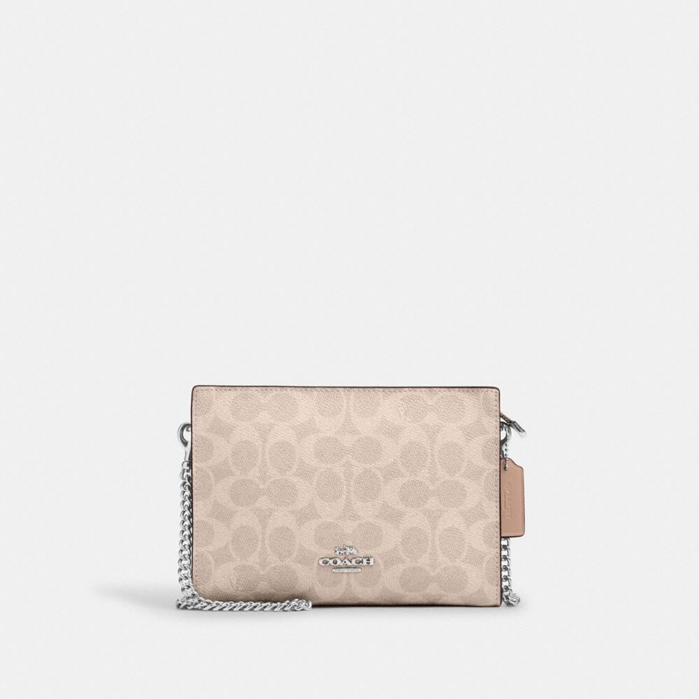 

Тонкая сумка через плечо COACH, серебряный/песочный/серо-коричневый