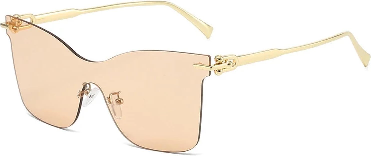 

Винтажные безободковые металлические солнцезащитные очки для женщин, градиентные, роскошные, для мужчин, в стиле панк, с защитой от УФ-излучения UV400 TKKTLLT, Gold-lightbrown